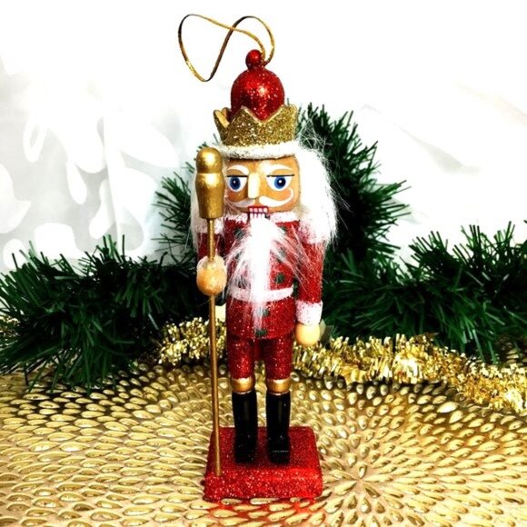 Nutcracker Wooden Sparkle Set of Five Holiday Christmas Ornaments - Picture 7 of 14